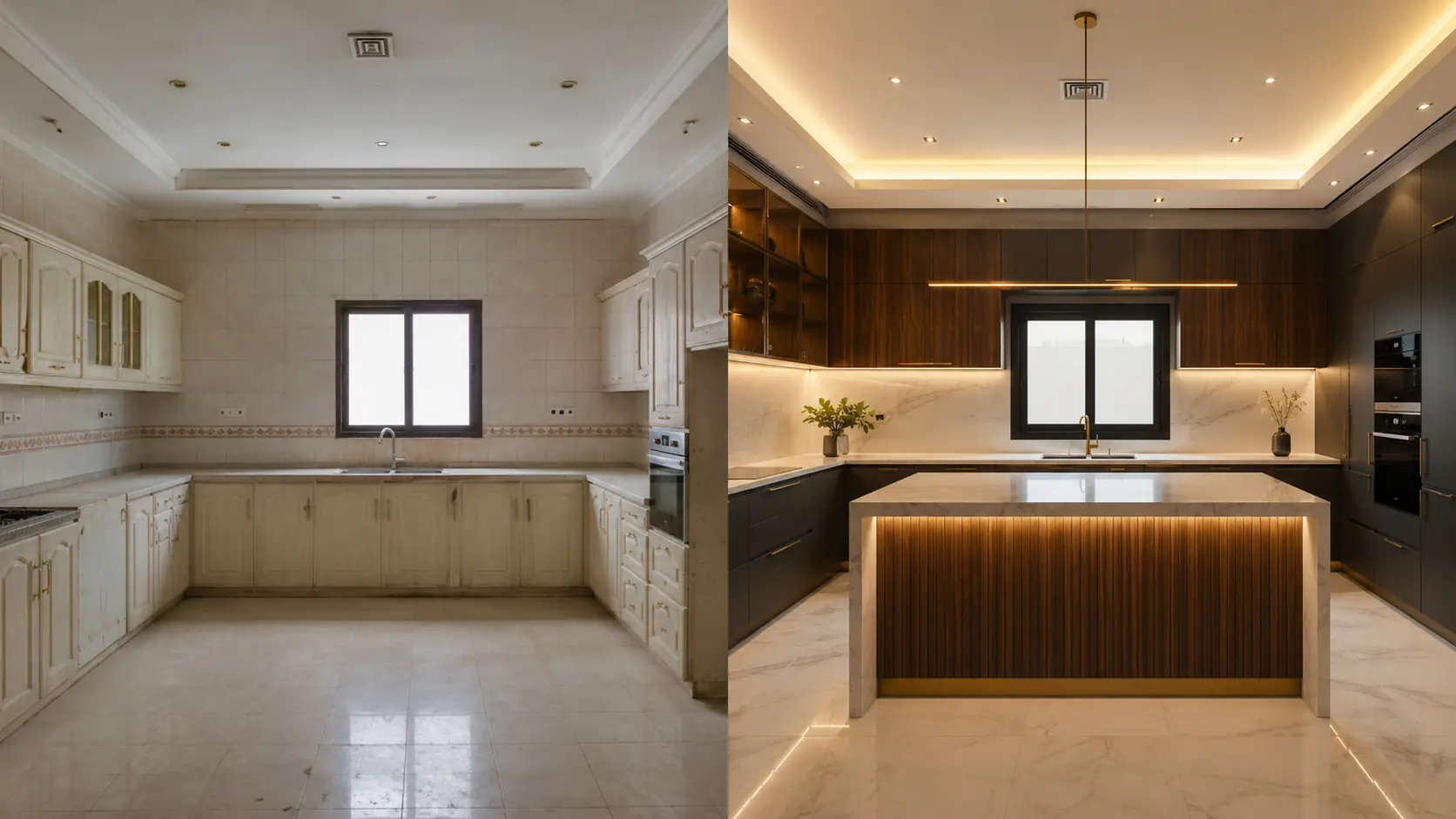 Kitchen before and after